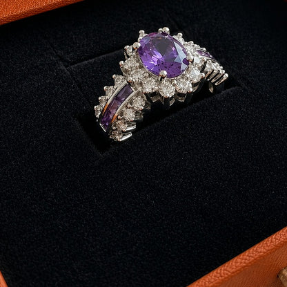 Bague couronne améthyste Crépusculaire | Or blanc