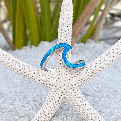 Bague mer en opale | Or blanc