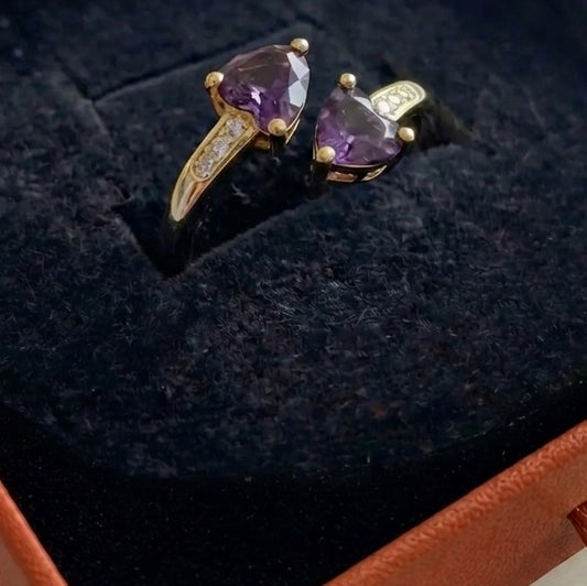 Bague Noctira violet cœur enlacé | Or