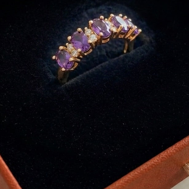Bague Orlina couronne violette | Or rose