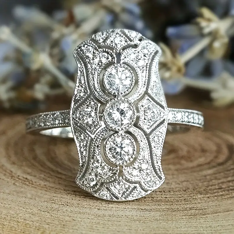 Bague rétro brillant | Or blanc