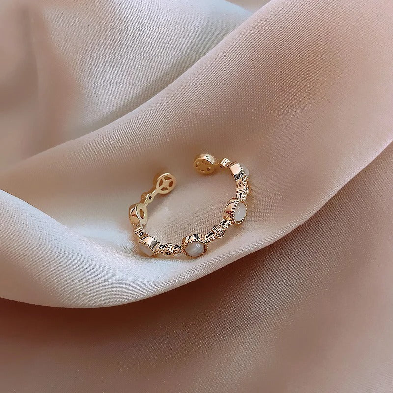 Bague ronde réglable classique et cristal | Or
