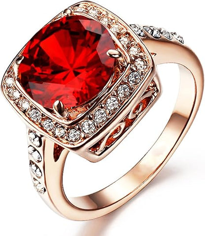 Bague rubis avec couronne | Or rose