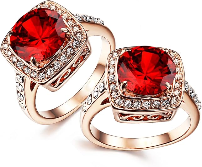 Bague rubis avec couronne | Or rose