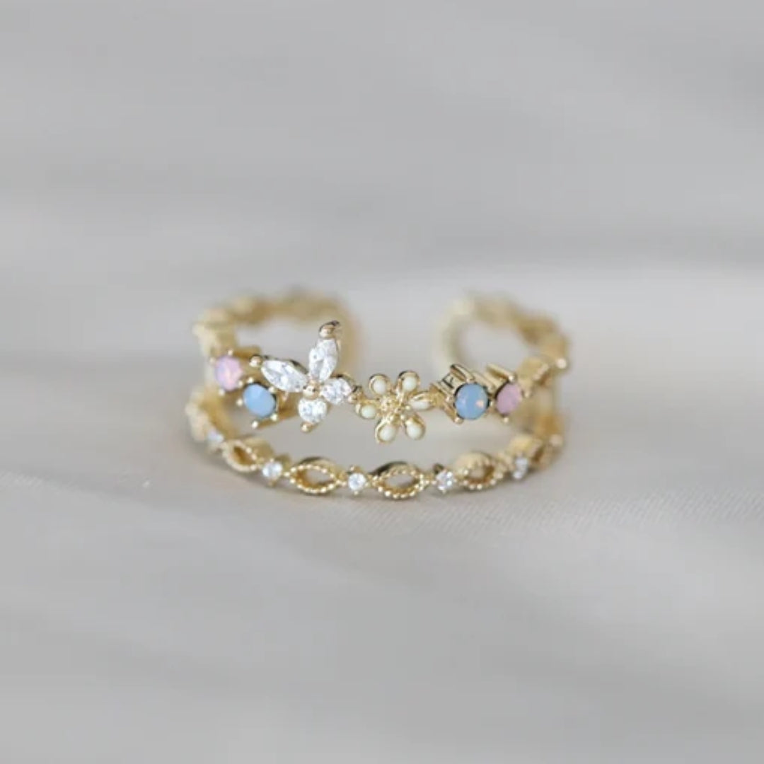 Bague vintage avec fleur | Or