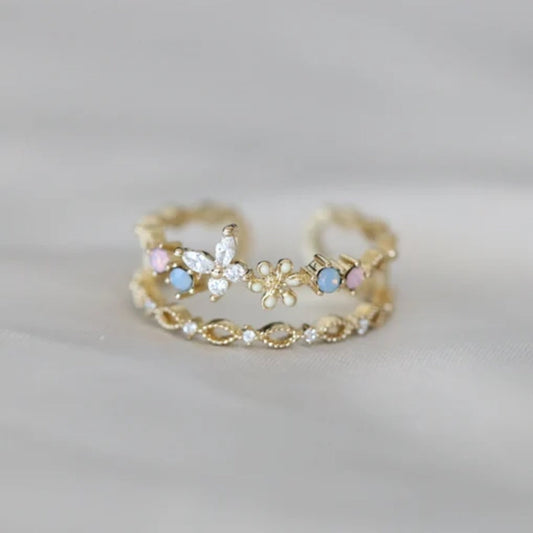 Bague vintage avec fleur | Or