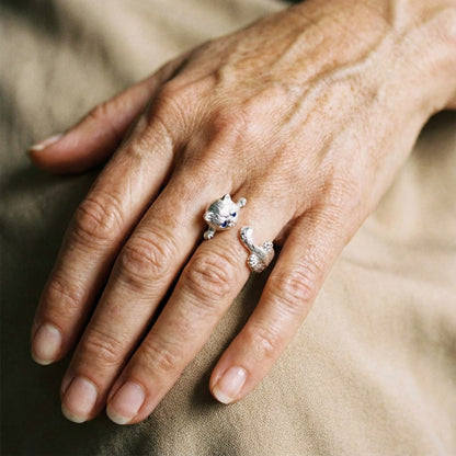 Bague ajustable 925 avec des chatons | Or blanc