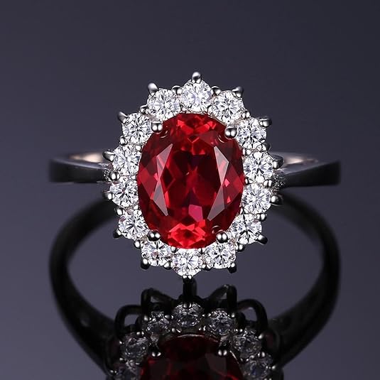 Bague classique avec rubis et bord | Or blanc