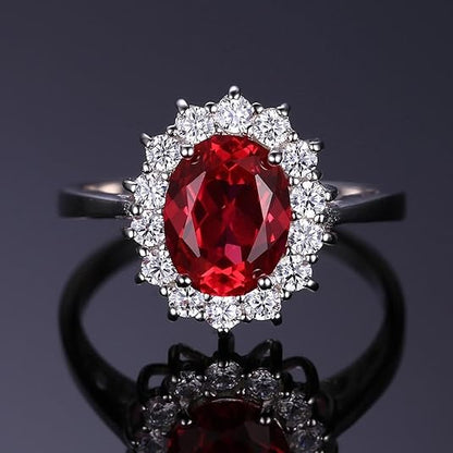 Bague classique avec rubis et bord | Or blanc