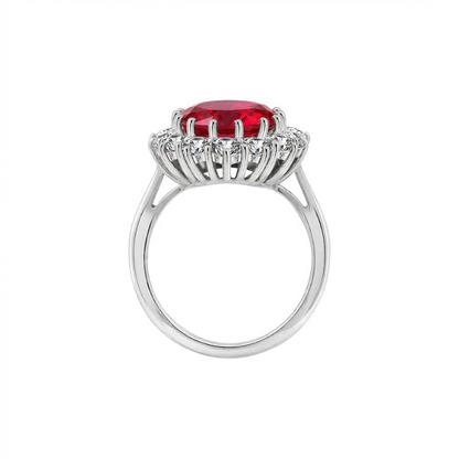 Bague en rubis couronne écarlate | Or blanc