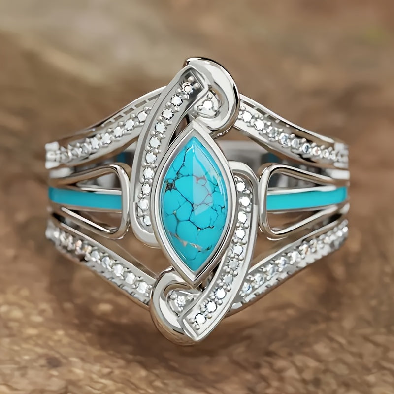 Bague en turquoise | Or blanc