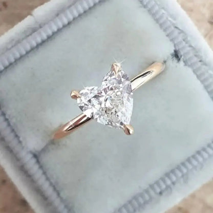 Bague fine avec cœur à brillants | Or