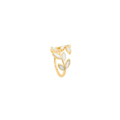 Bague réglable avec opale blanche | Or