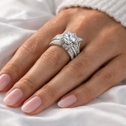 Bague rétro à brillants | Or blanc