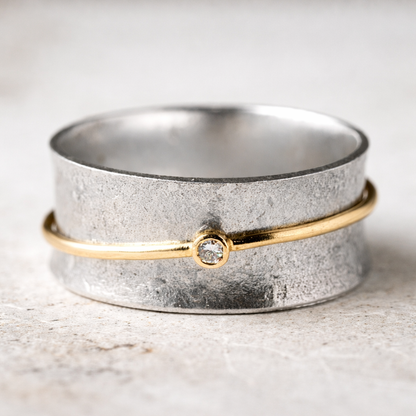 Bague rétro à brillants et fil | Or