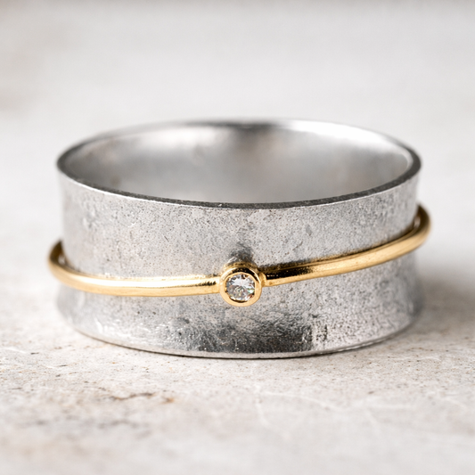 Bague rétro à brillants et fil | Or