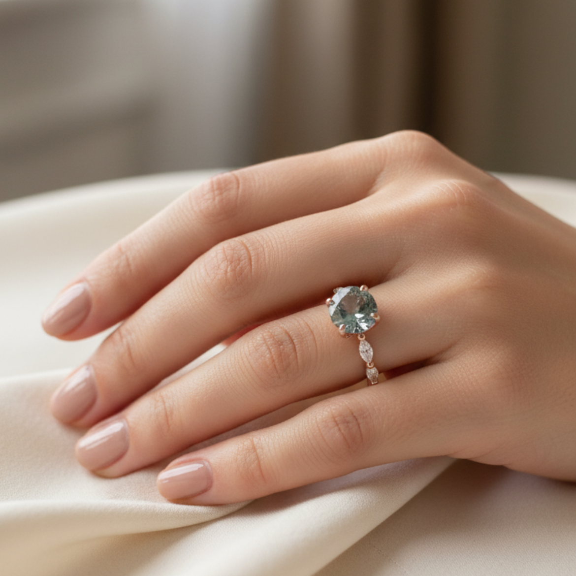 Bague rétro avec saphir | Or rose
