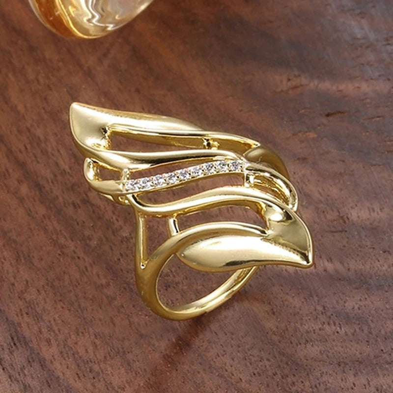 Bague vintage avec feuille torsadée | Or