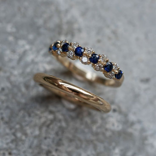 Bagues élégantes à brillants bleus au style vintage | Or