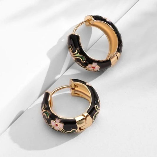 Bijoux fleurs noir luxe | Or