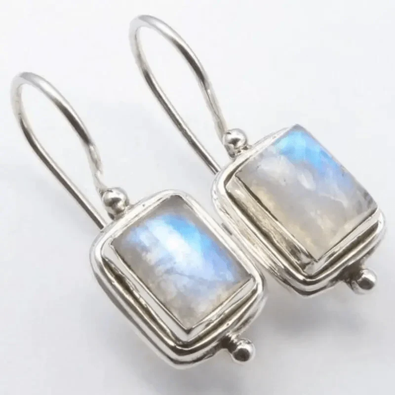 Boucles d'oreilles « Artemis » avec pierres de lune | Or blanc