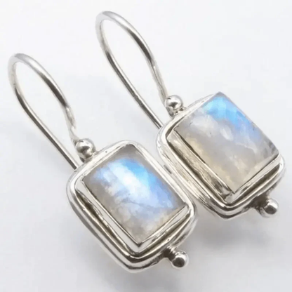 Boucles d'oreilles « Artemis » avec pierres de lune | Or blanc