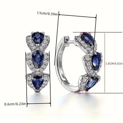 Boucles d'oreilles couronne Royale saphir | Or blanc