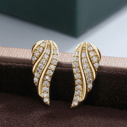 Boucles d'oreilles feuille moderne pavée | Or