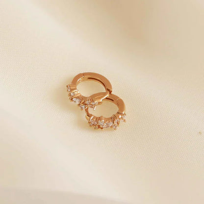 Boucles d'oreilles huggies en cristal | Or