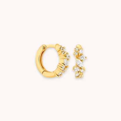 Boucles d'oreilles huggies en cristal | Or blanc