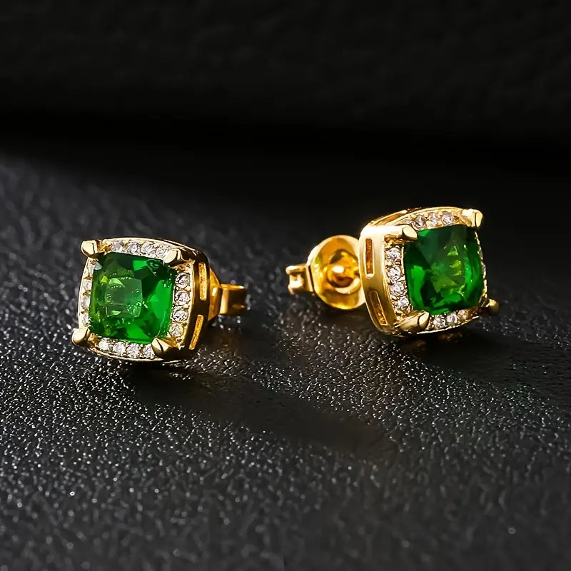 Boucles d'oreilles « Karina » avec pierre émeraude | Or