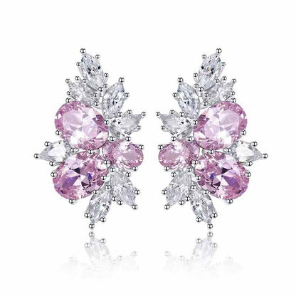 Boucles d'oreilles Lyra fleur rosée | Or blanc