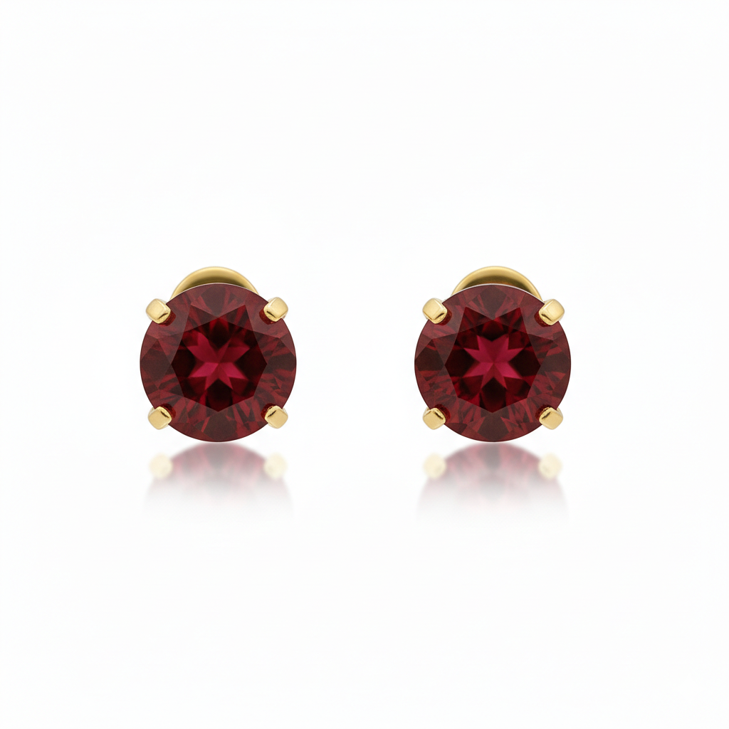 Boucles d'oreilles rubis rond | Or