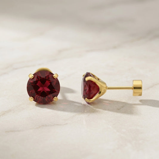Boucles d'oreilles rubis rond | Or