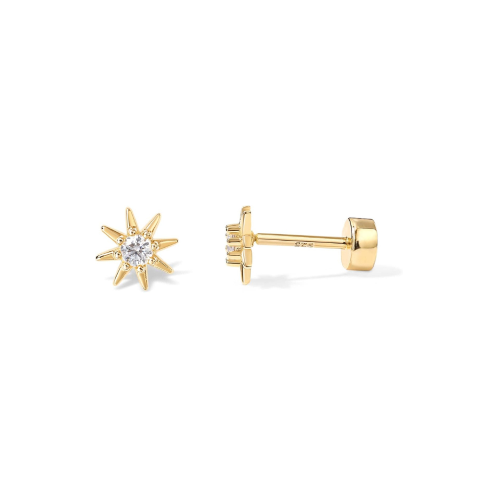 Boucles d'oreilles soleil rayonnant | Or