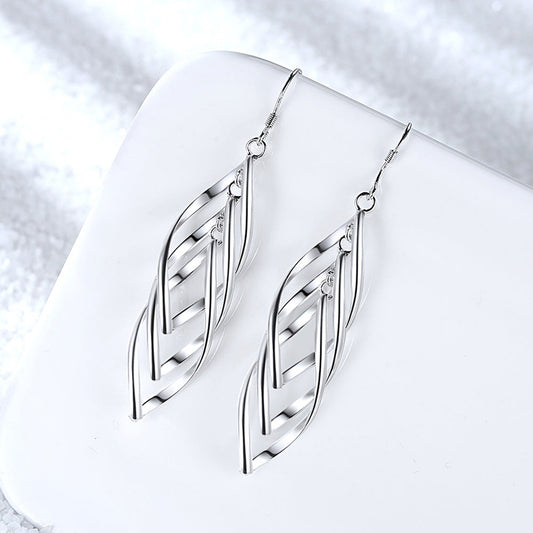 Boucles d'oreilles vague tressée Solenne | Or blanc