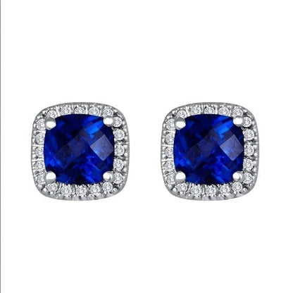 Boucles d'oreilles carrées en saphir | Or blanc