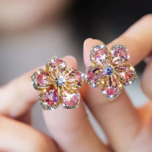Boucles d'oreilles colorées à brillants | Or blanc