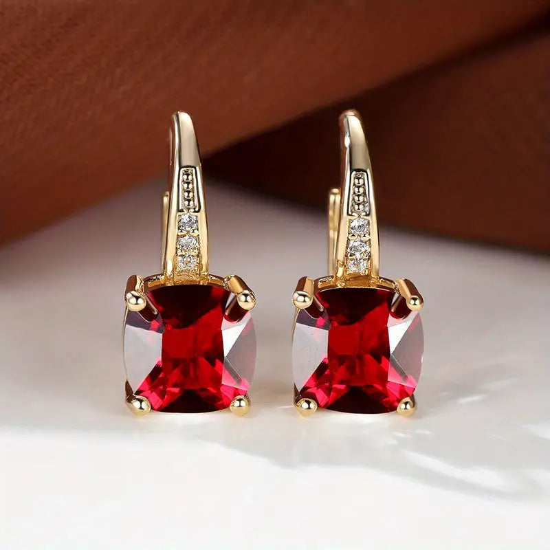 Boucles d'oreilles en anneau en pierre mystique | Or
