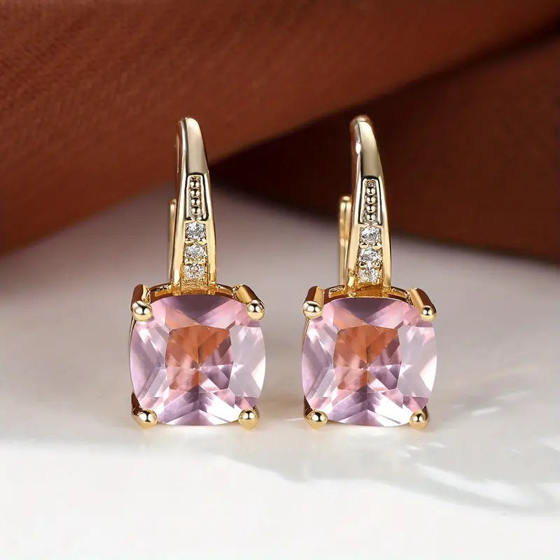 Boucles d'oreilles en anneau en pierre mystique | Or