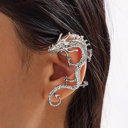 Boucles d'oreilles en forme de dragon | Or blanc