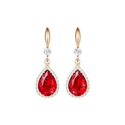 Boucles d'oreilles en forme de goutte de ruby | Or rose