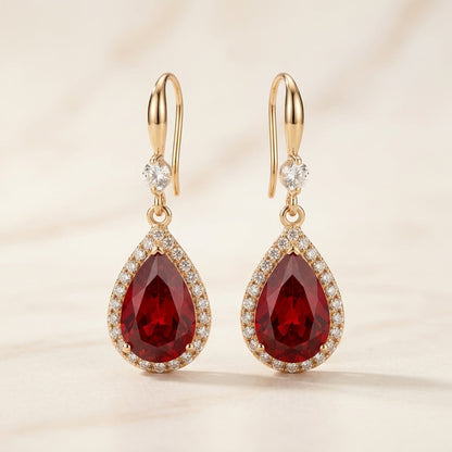 Boucles d'oreilles en gouttes de rubis | Or