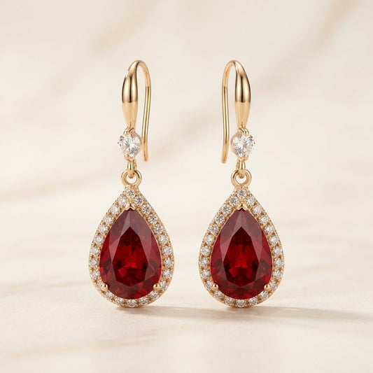 Boucles d'oreilles en gouttes de rubis | Or
