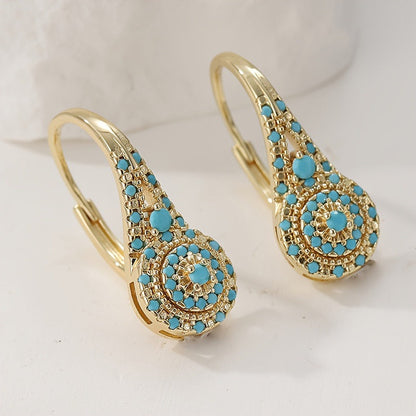 Boucles d'oreilles avec turquoise | Or