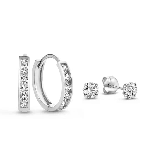 Boucles d'oreilles en pierre Dara brillante | Or blanc