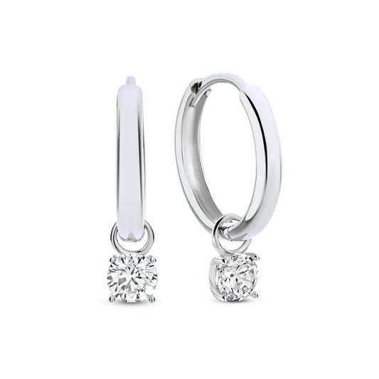Boucles d'oreilles en pierre larmes de lune | Or blanc