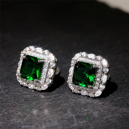 Boucles d'oreilles à brillants et émeraude | Or