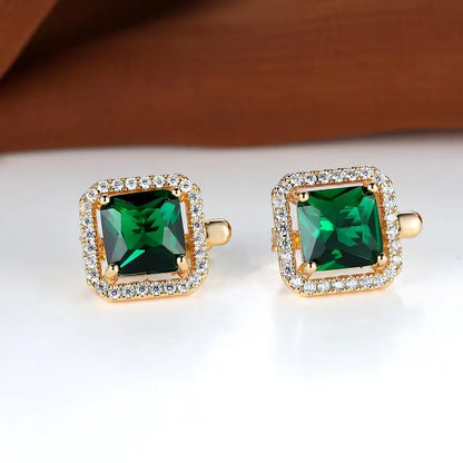 Boucles d'oreilles à brillant carré vert | Or