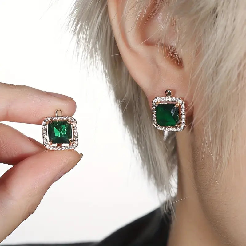 Boucles d'oreilles à brillants verts | Or